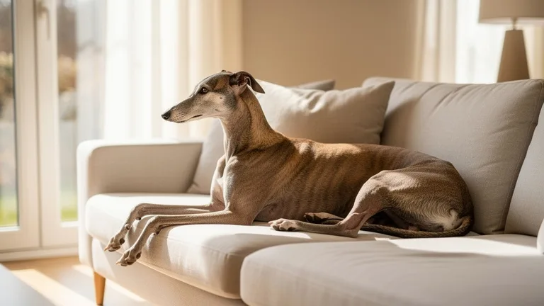 Whippet calme à la maison